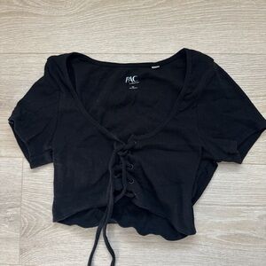 PacSun Black Lace-Up Crop Top